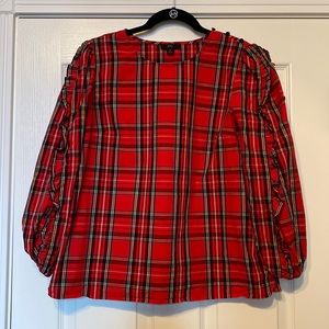 J Crew holiday plaid top